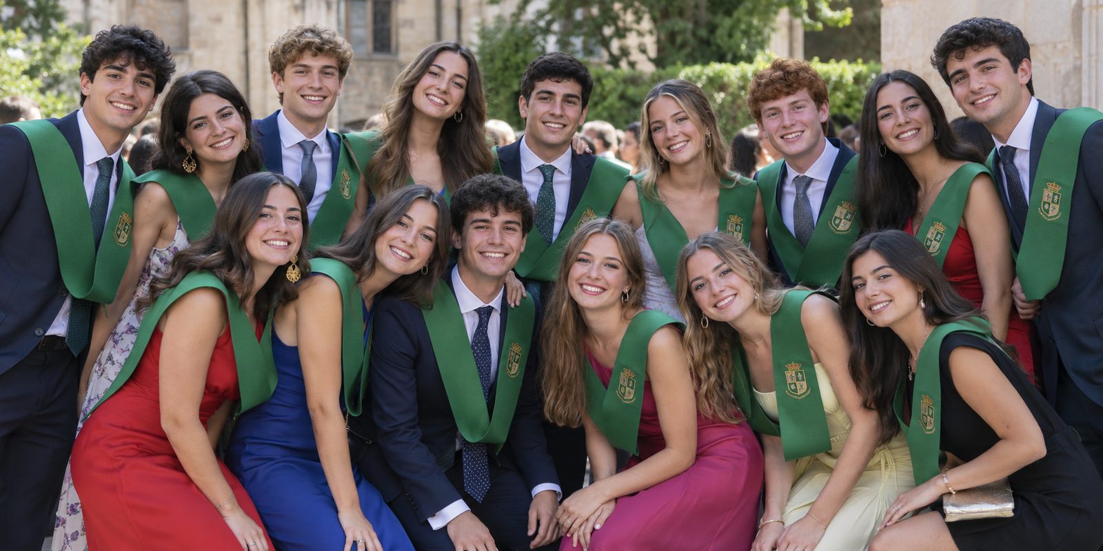 Alumnos de Bachillerato con beca de graduación en el acto de fin de curso (imagen creada con IA)